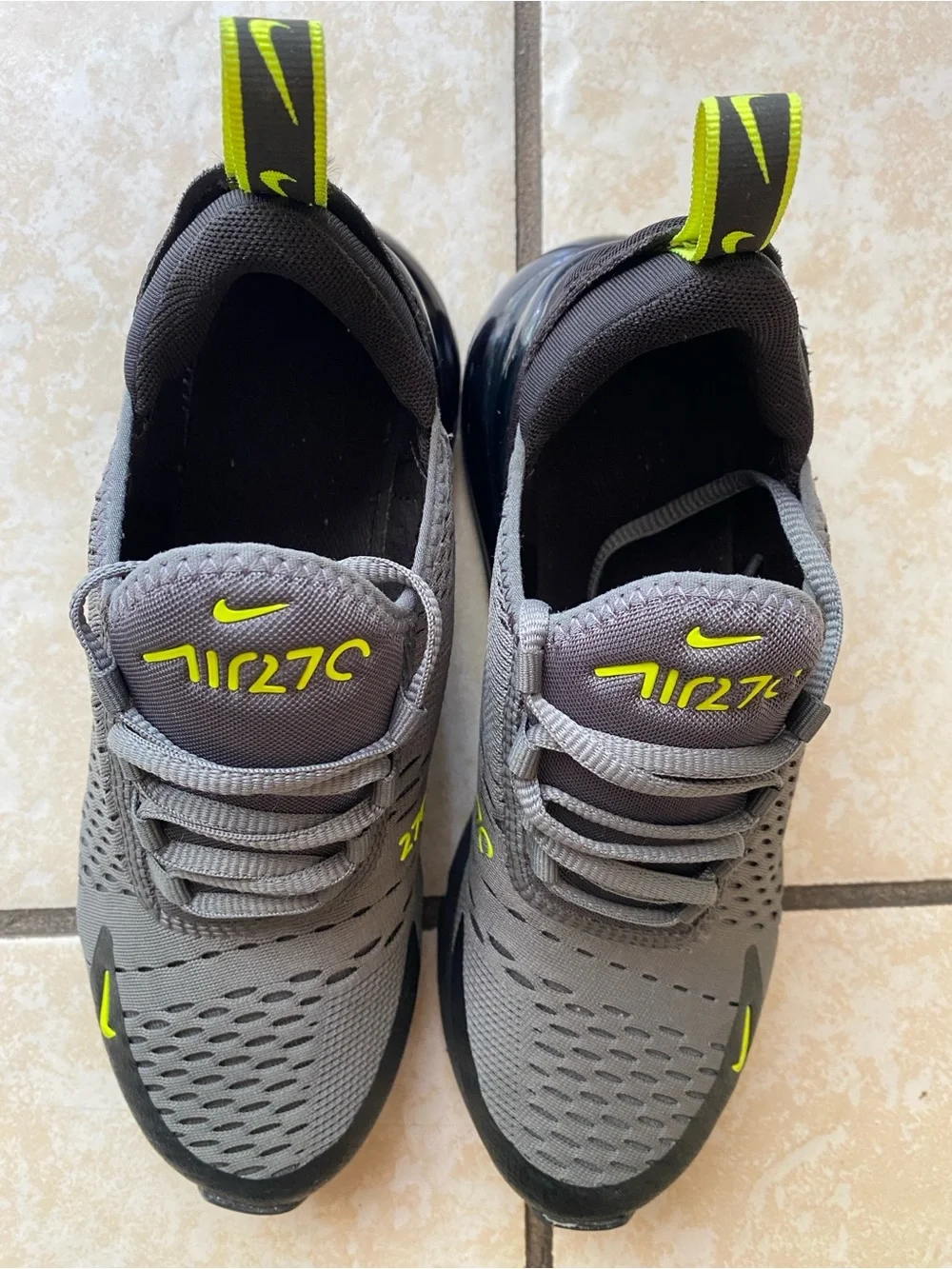 Nike Air Max 270 Gray & Volt Athletic Sneakers